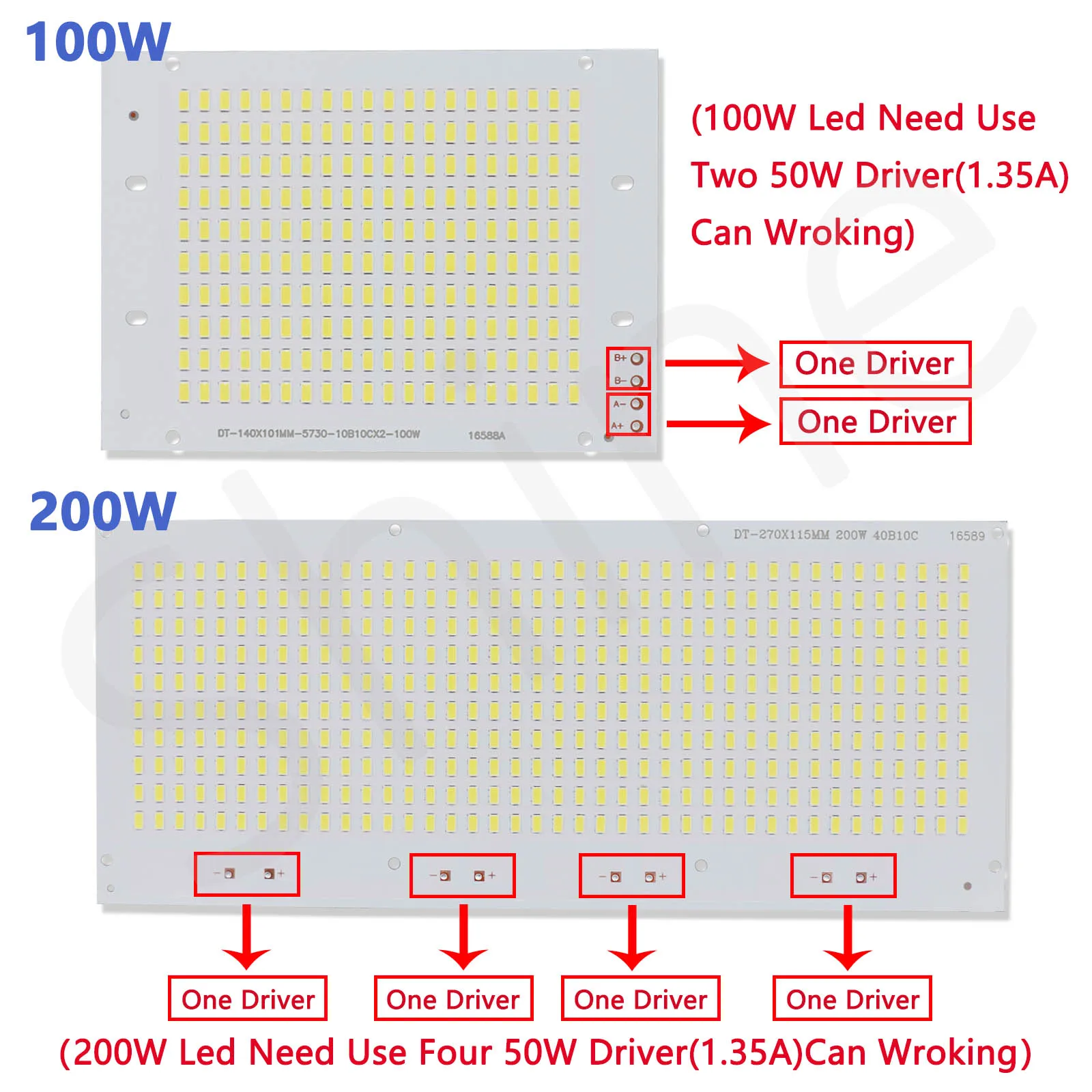 50W 100W 200W LED luz fuerte placa de fuente de luz superbrillante SMD 5730 reflector LED 6500K iluminación de proyección al aire libre - imagen 5