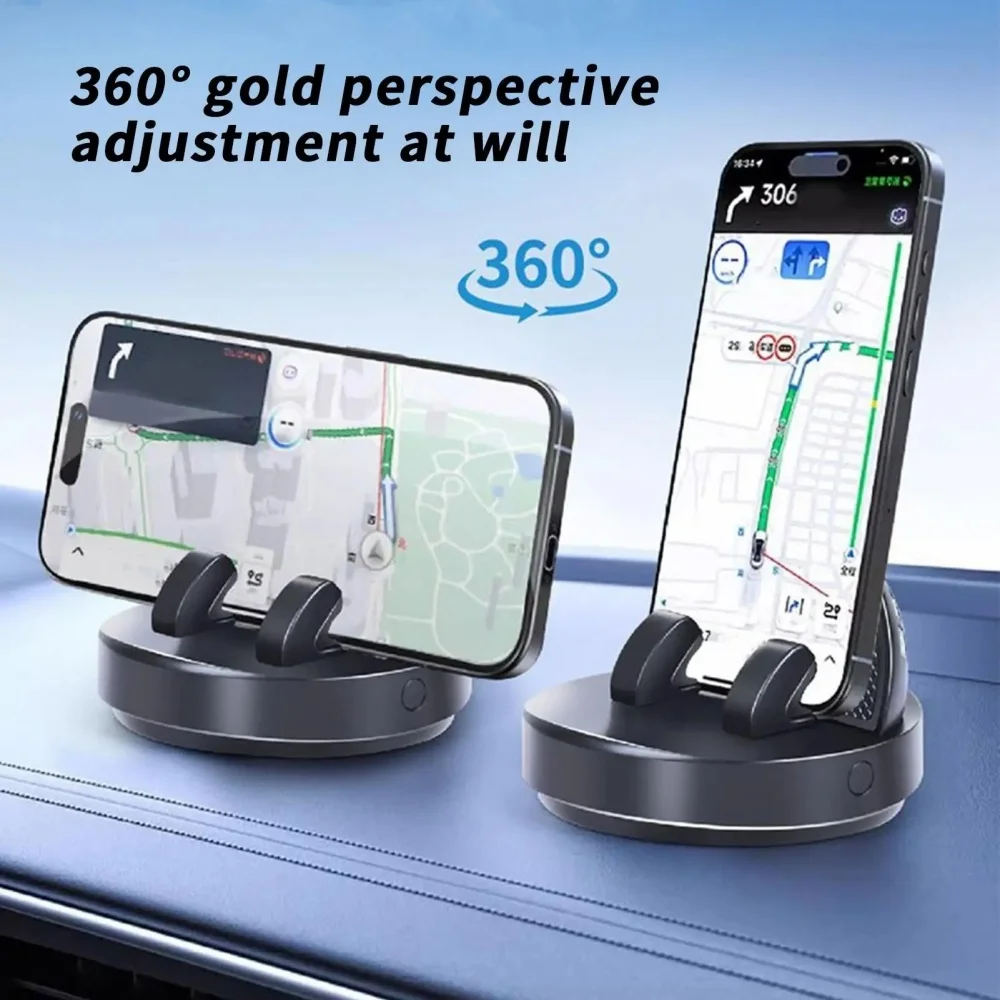 Soporte para teléfono para salpicadero de coche 360 °   Soporte de navegación GPS automático ajustable con rotación, soporte fijo con ventosa antideslizante, soporte para teléfono inteligente