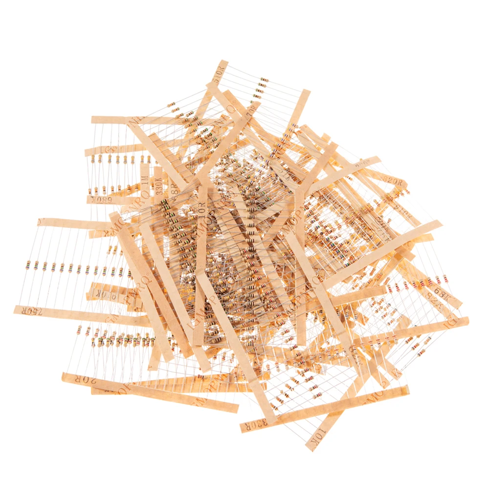 860 unids/lote Kit de resistencias de película de carbono 1/4W 5% resistencias kit surtido 43 valores * 20 piezas resistencia 1R - 1M Ohm 0,25 W paquete de resistencias - imagen 5