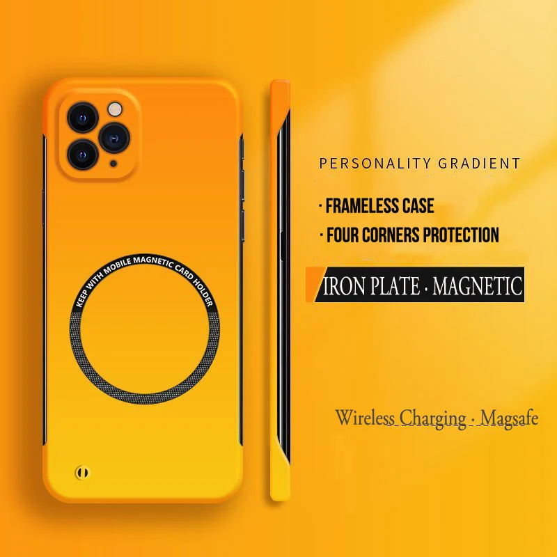 Funda de teléfono sin marco de Color degradado para Magsafe iPhone 17 Air 16 15 14 Plus 13 12 11 Pro Max cubierta dura delgada mate magnética para PC - imagen 2