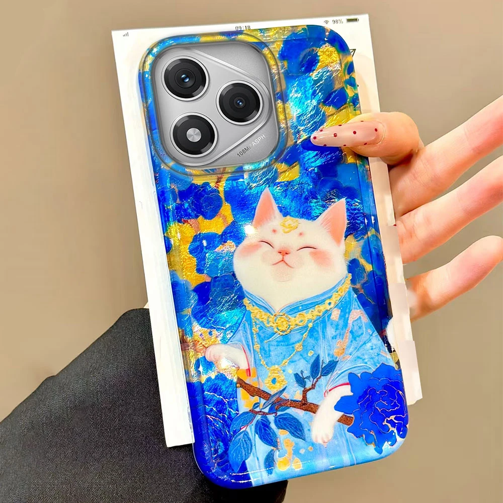 Funda de teléfono con textura de vórtice de gato de la suerte para mujer, funda para Honor 400 200 90 Smart Pro X9a X9c X8b X8a X8c X7c X6c Magic7 6 5 70 Lite - imagen 3