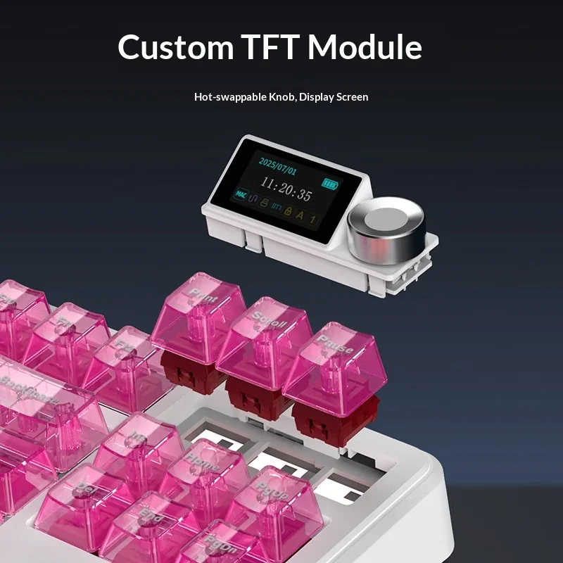 Teclado mecánico AJAZZ MK87 Prism Edition, teclado inalámbrico Bluetooth ergonómico RGB para juegos, 10000mAh con pantalla TFT de 1,14" - imagen 3