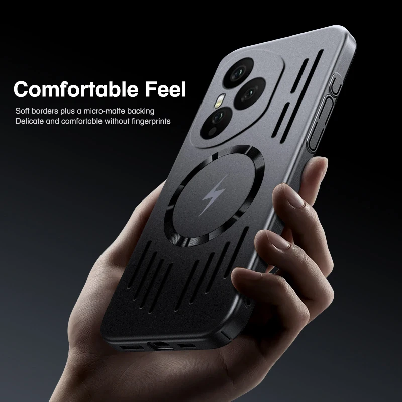Magsafe-funda de teléfono con carga inalámbrica magnética, ultrafina, disipación de calor, a prueba de golpes, para Honor 400 X60 X70 Magic 6 7 Pro Lite - imagen 2