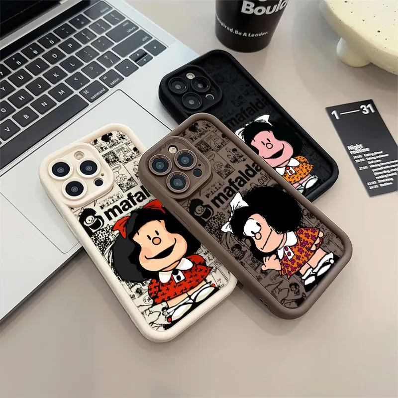 Bonita funda de teléfono Disneys M-Mafaldas Girl para Xiaomi Redmi Note 13 12s 12 11 10 9s 9 8 7 Pro Plus 4G 5G, funda trasera suave de TPU - imagen 5
