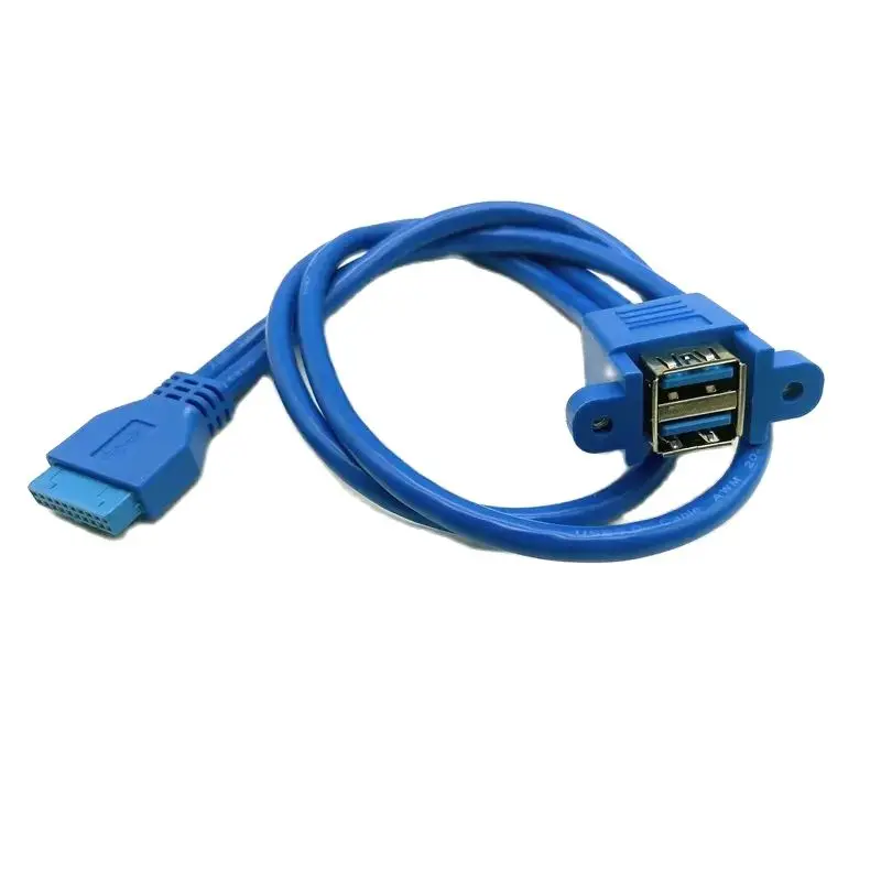 Panel hembra USB 3,0 apilable a placa base Cable de cabecera de 20 pines puertos duales cable de 30cm/50cm - imagen 4