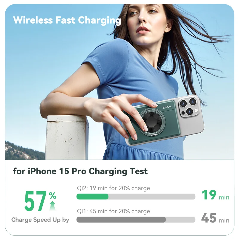 KUULAA Qi2 30W banco de energía magnético 10000mAh 15W cargador portátil inalámbrico con soporte Powerbank para Magsafe para iPhone 16 15 Pro - imagen 5