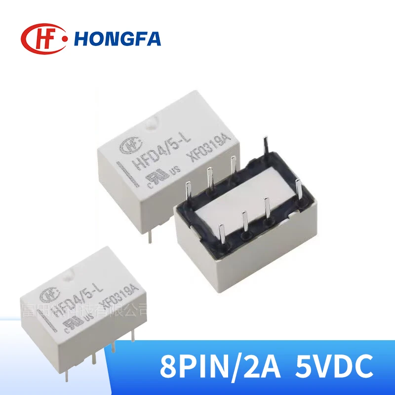5 uds HONGFA HFD4/5-L relé 5VDC 8PIN 2A relé de señal de retención magnética de bobina única para el mercado de la electrónica