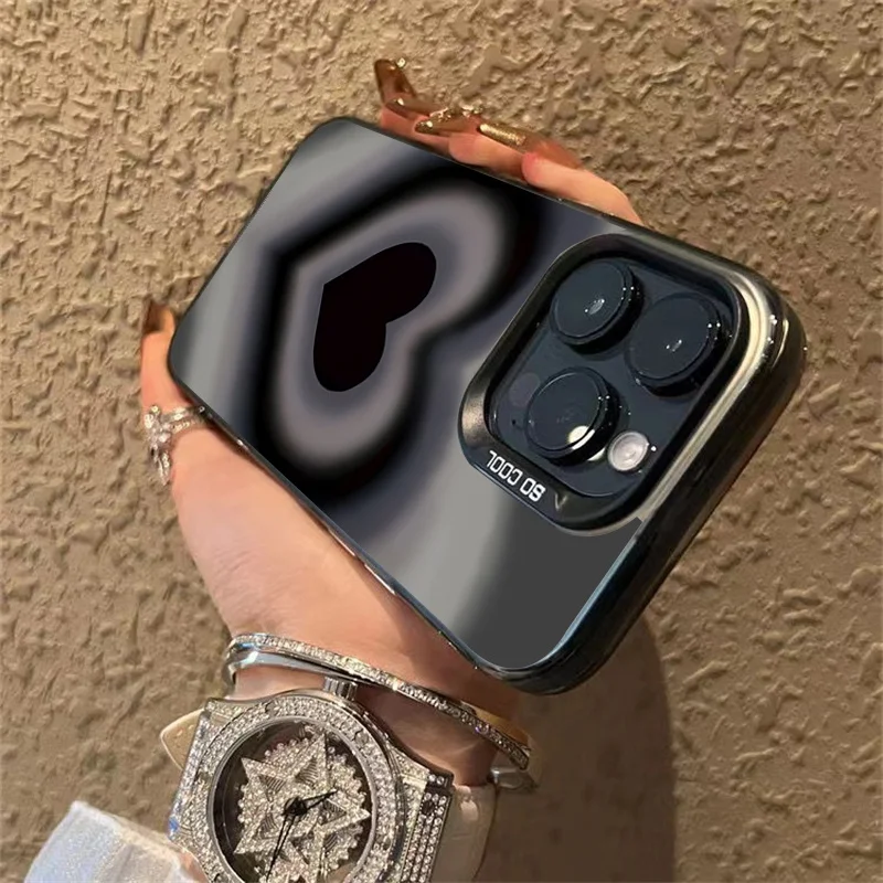 Cool gradiente negro corazón funda para Xiaomi Redmi Note 13 12 11 Pro Plus 4g 5g 12S 11S 10S 13C 4G chapado mate fundas de teléfono - imagen 3