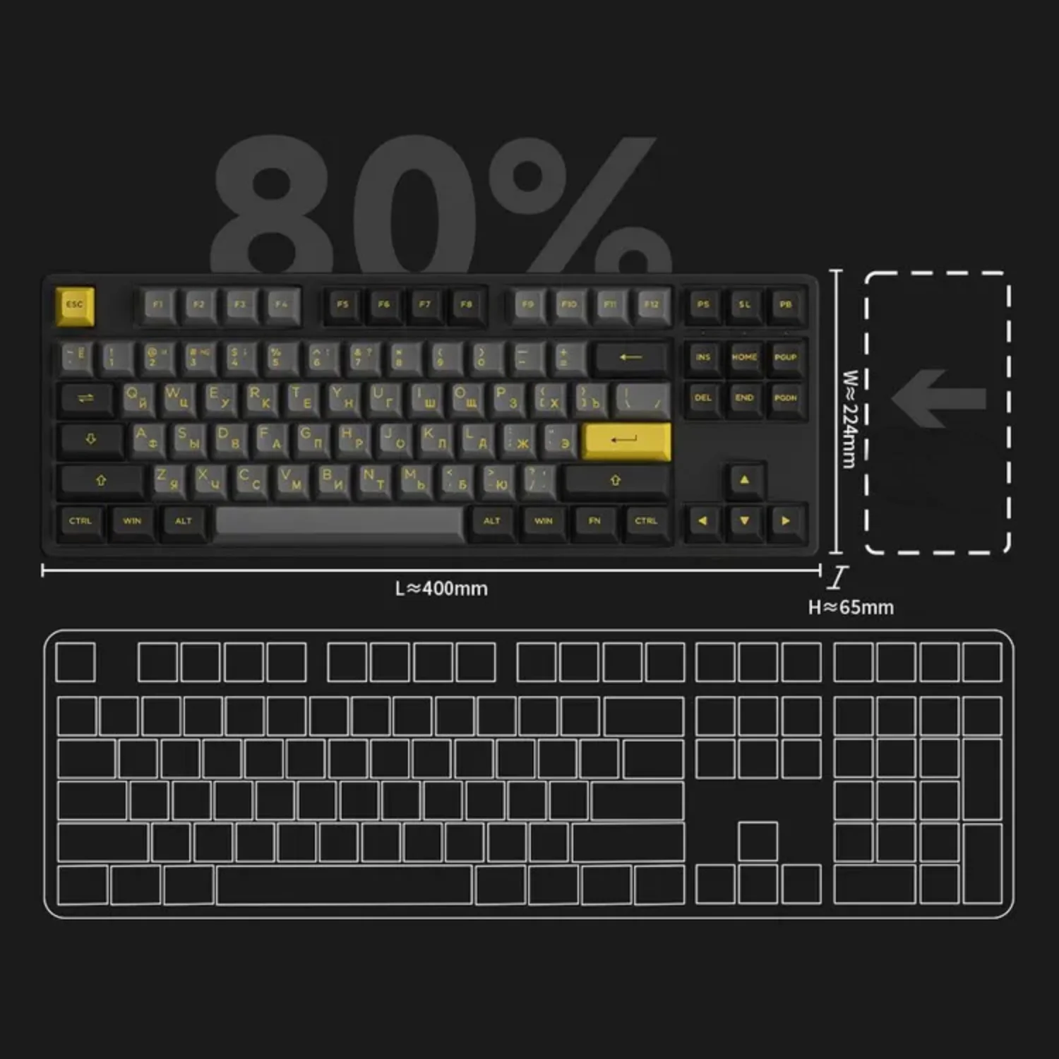 Teclado mecánico 5087B más, teclado ruso, teclado personalizado para juegos de oficina, 80%, TKL, intercambiable en caliente - imagen 5