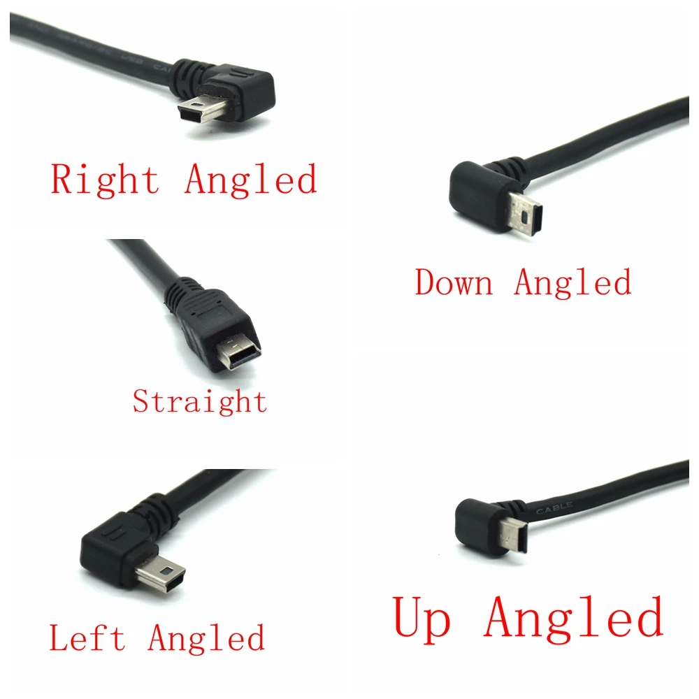 Cable adaptador de extensión Mini USB de 5 pines macho a hembra, ángulo arriba, izquierdo y derecho, montaje en Panel de 90 grados, con tornillos, 30cm, 1 pies - imagen 5