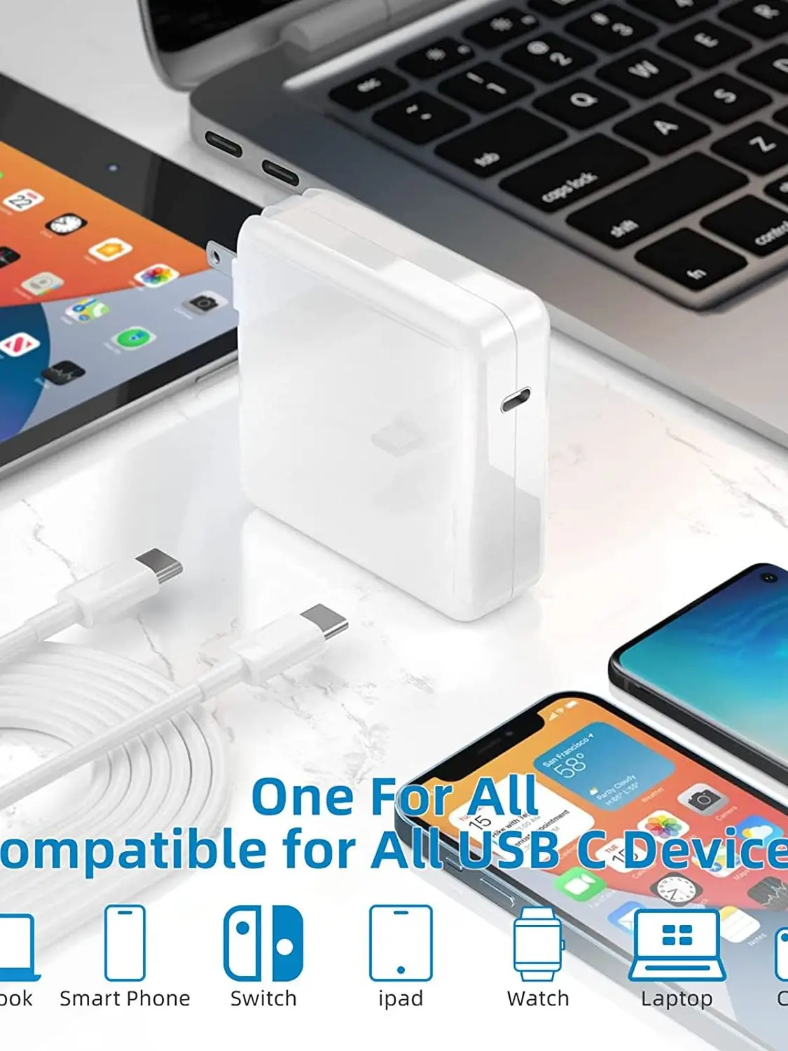 Cargador USB-C PD 100W para MacBook Pro 13 pulgadas - Carga rapida - imagen 4