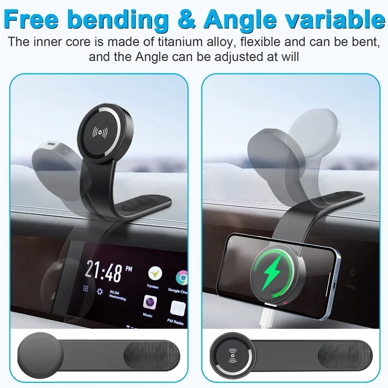 Cargador inalámbrico magnético para coche, soporte de teléfono de carga rápida para coche, panel de pantalla de Control central para iPhone 15, 14, 13, Samsung y Xiaomi - imagen 3