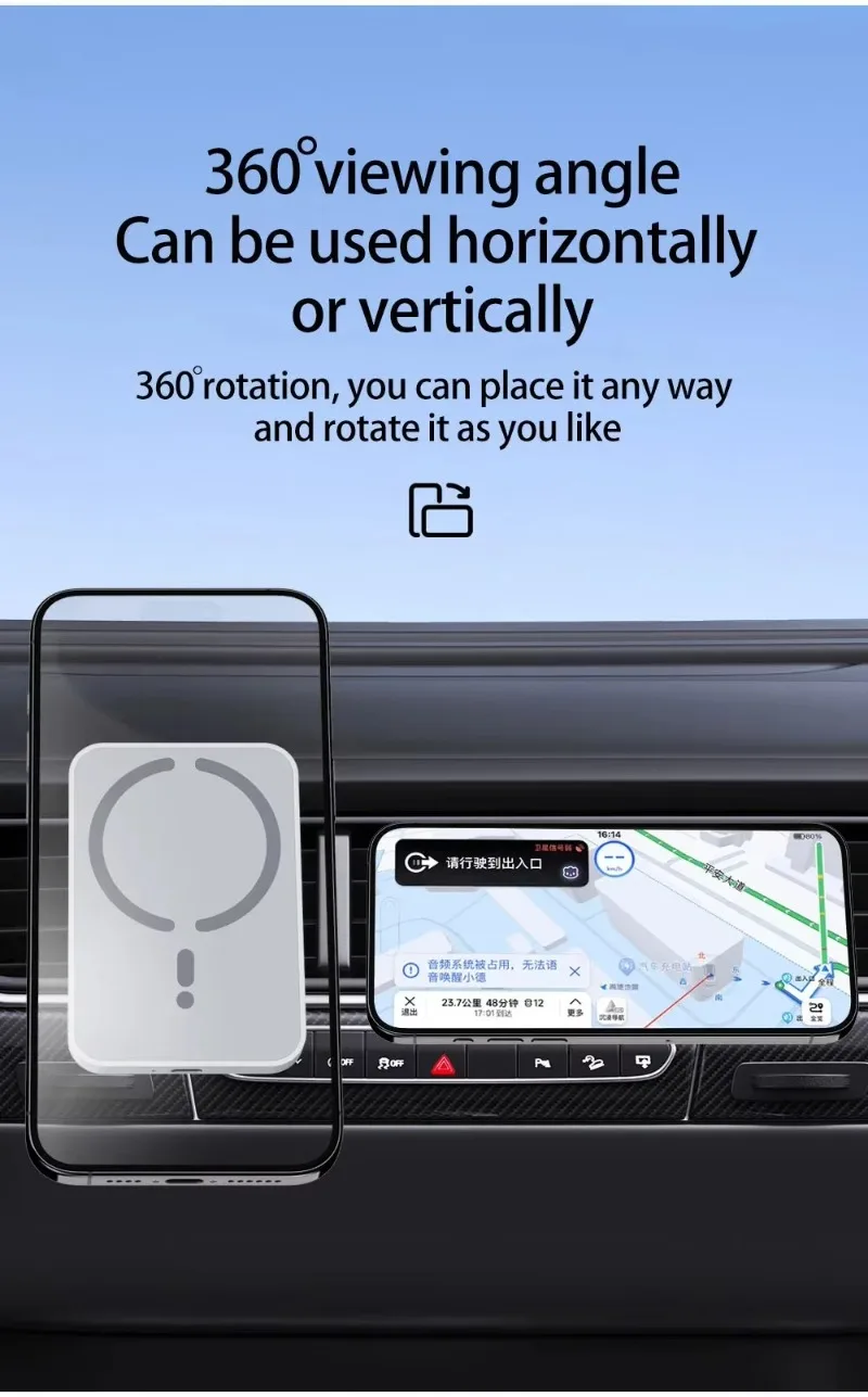 Cargador inalámbrico magnético para coche con ventosa de 30W para Magsafe iPhone 12 13 14 15 16 Pro Max soporte para teléfono con ventilación de aire carga rápida para coche - imagen 5