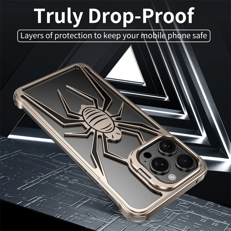 Para iPhone16 15 14 Pro Max moda disipación de calor Metal sin marco funda de teléfono anillo soporte aleación de aluminio Shell cubierta a prueba de golpes - imagen 5