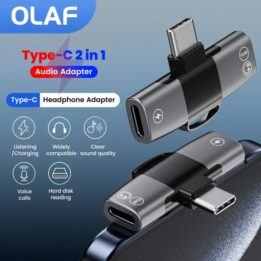 Adaptador de Audio 2 en 1 tipo C USB C a doble tipo C/3,5 MM Jack adaptador divisor de auriculares convertidor de carga USB C para iPhone 15 16