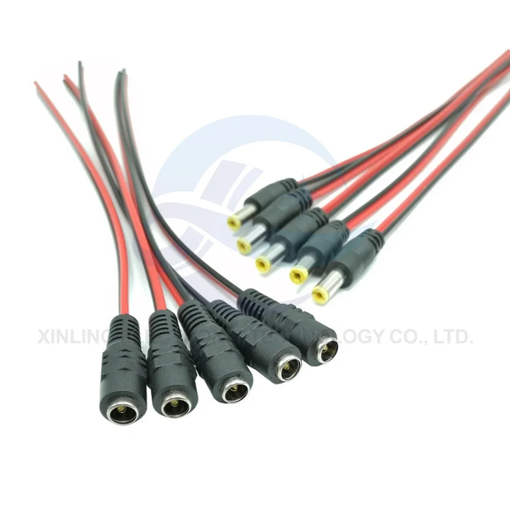 5 uds 10 Uds 5,5x2,1mm macho hembra enchufe 12V DC Cable flexible para cámara CCTV conector extensión trasera 24V DC Cable - imagen 2