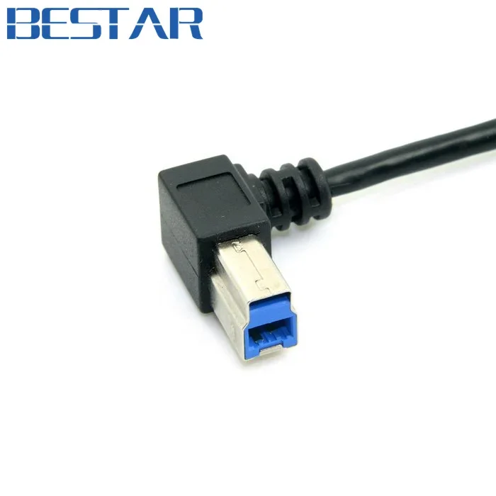 Negro USB 3,0 USB3.0 montaje en Panel trasero tipo B hembra a ángulo recto 90 grados tipo B conector adaptador de Cable de extensión macho - imagen 3