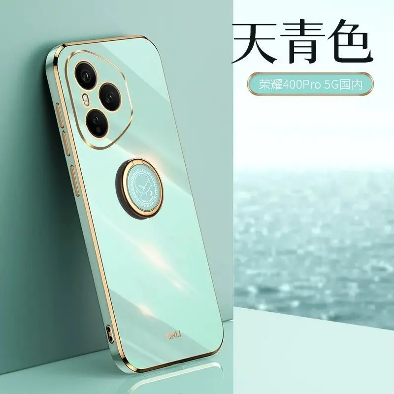 Case For Honor 400 Pro 400Lite TPU Luxury Soft Silicone Ring With Bracket Protection Back Cover For Huawei Honor 400 Pro Bumper
