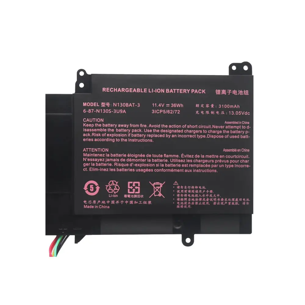11,4 V 36WH N130BAT-3 batería del ordenador portátil para CLEVO N130BAT-3 6-87-N130S-3U9A N130BU 130WU N131BU N131WU NP3130 Pro 13 14 N130BU - imagen 2