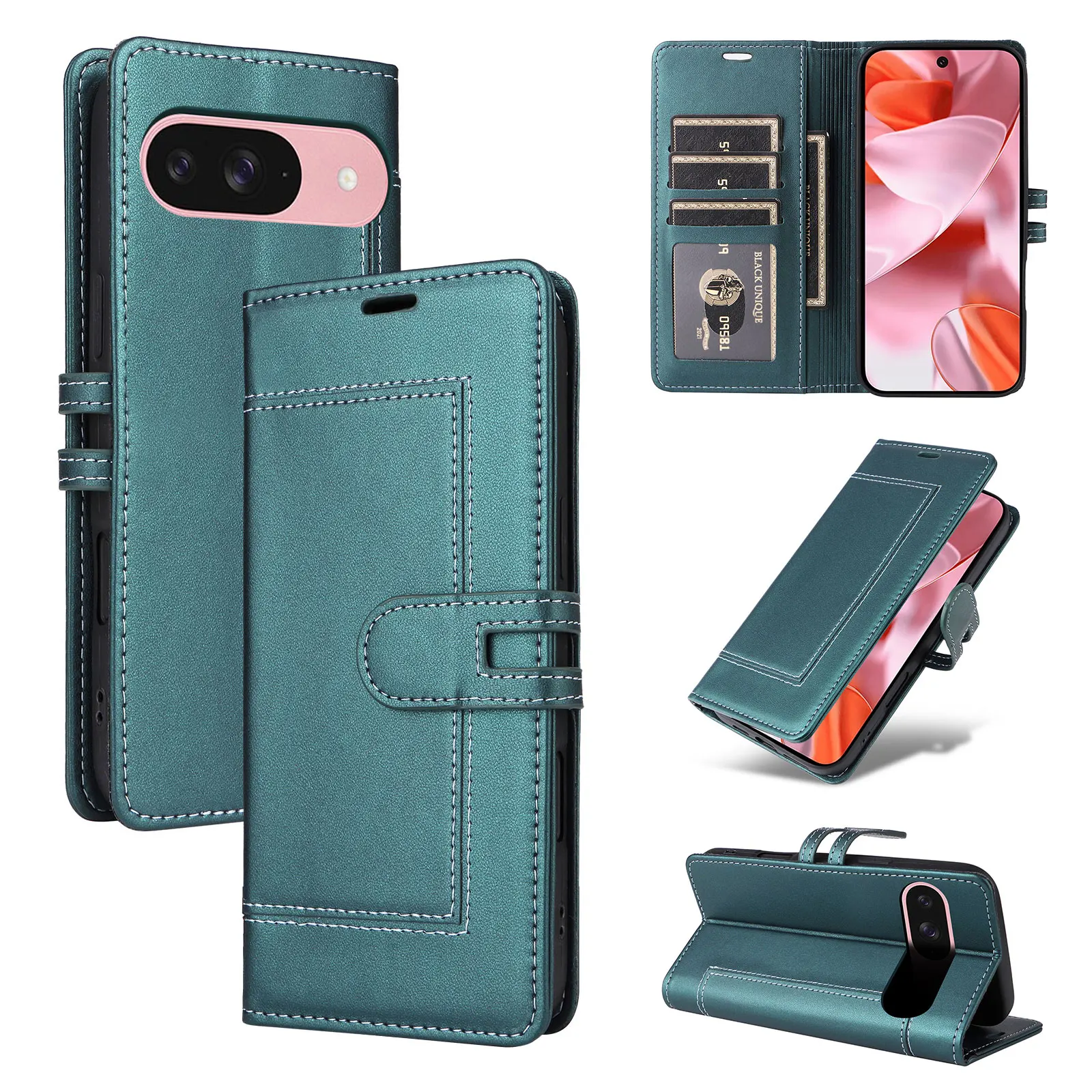 Funda de teléfono de cuero Solt con tarjetas magnéticas de negocios para Google Pixel 10 Pro XL 9A 9 8 8A, funda de bolsillo para libro con soporte a prueba de golpes - imagen 2