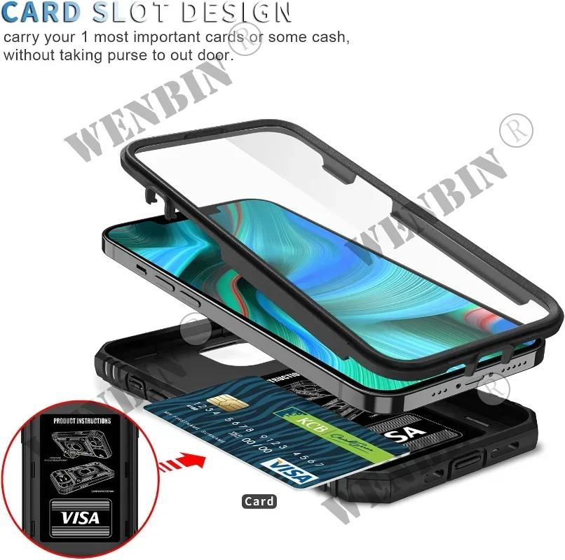 Case For iPhone 16 15 14 Pro Max 13 12 Pro Max XR Plus 360 Full Body Rugged Protective Slide Camera Stand Protection Ring Cover - imagen 3