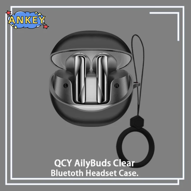 Funda transparente para auriculares QCY AilyBuds, anillo protector de silicona, cubierta de dibujos animados, Auriculares Bluetooth