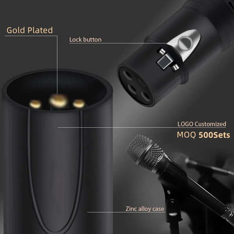 10 Uds 5 Juegos chapado en oro conector XLR de 3 pines conector hembra macho enchufe XLR de 3 núcleos micrófono amplificador de audio Audiophile - imagen 3