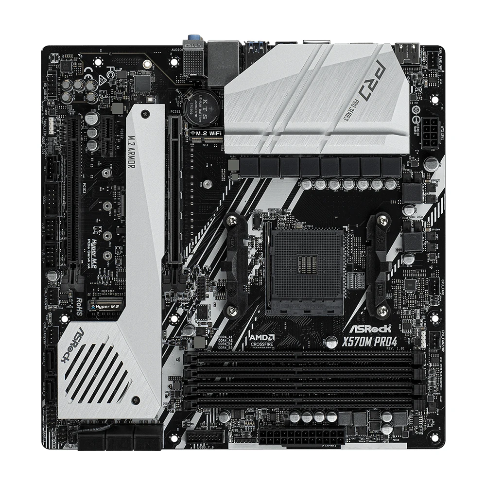 Juego de placa base ASRock X570 con CPU Ryzen 5 5500 X570M Pro4 placa base 4xDDR4 M.2 NVME HDMI RGB USB MATX AM4 - imagen 4