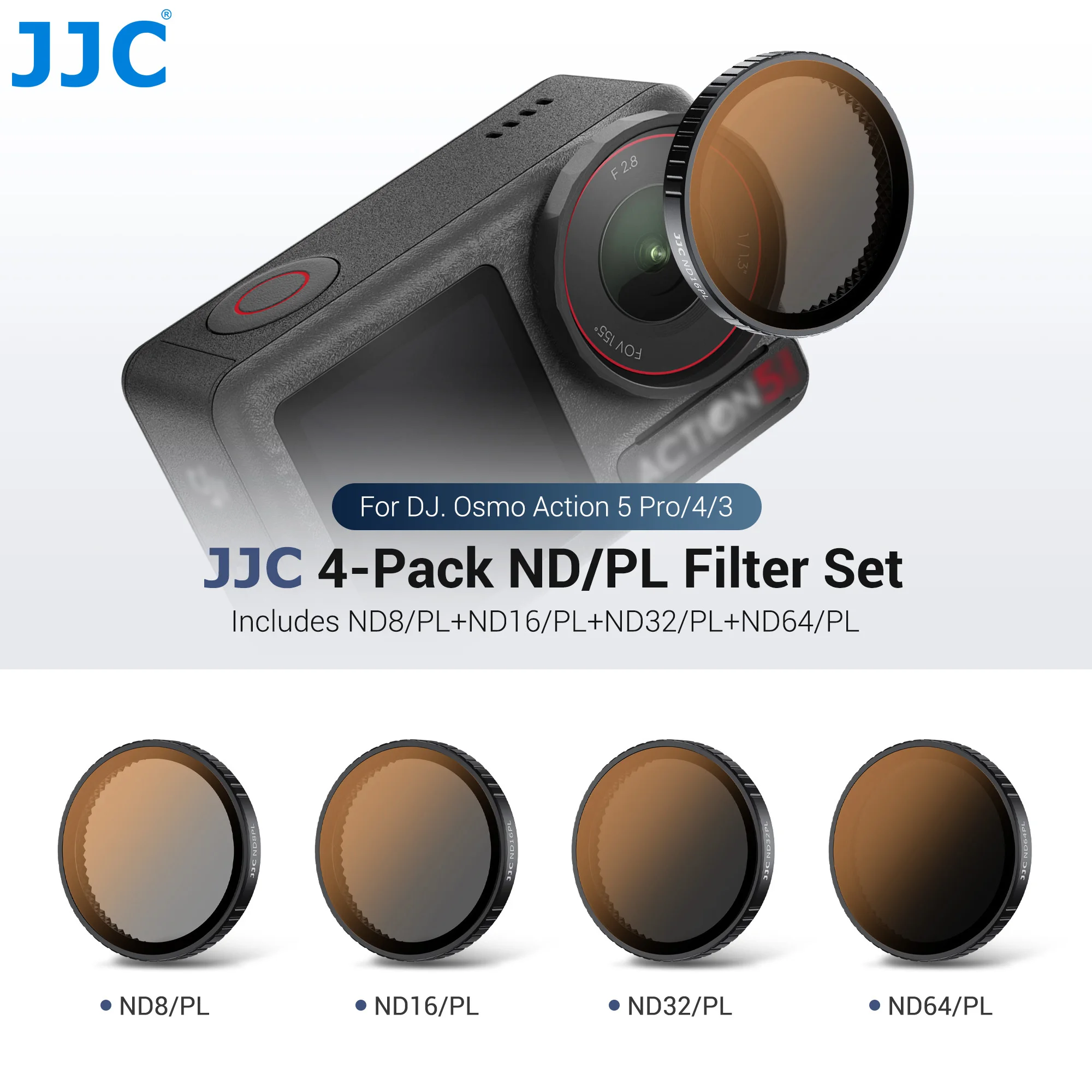 Filtro de lente JJC para DJI Action 5 Pro Action 4 Action 3 accesorios de cámara CPL ND32 ND16 ND8 filtro polarizador HD de densidad neutra