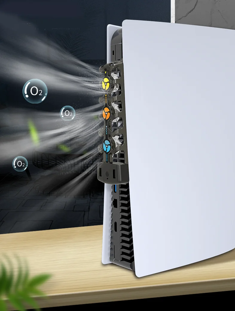 Ventilador de refrigeración RGB para PS5, sistema de refrigeración eficiente, ventiladores enfriadores silenciosos de 3 velocidades para accesorios de consola PS5, disco y edición Digital - imagen 3