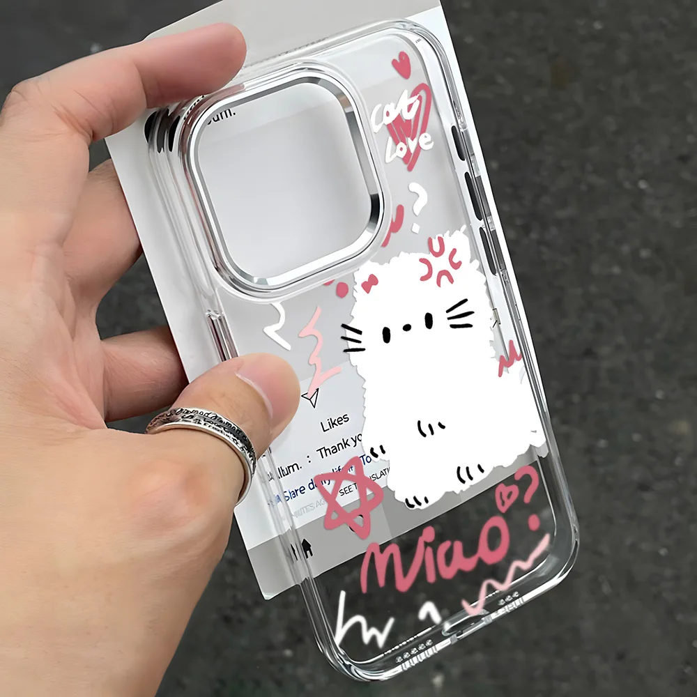 Funda de teléfono de gato transparente de lujo para iPhone 11 Funda iPhone 13 16 Pro Max 14 15 12 16promax Funda de silicona suave a prueba de golpes - imagen 2