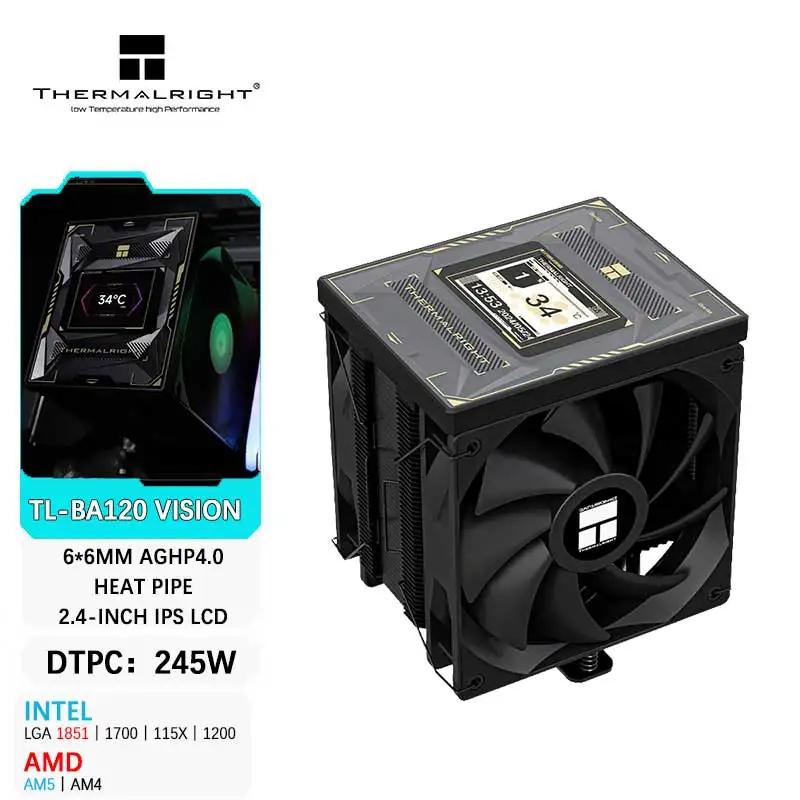 Thermalright Burst Assassin 120 VISION 6x6mm AGHP 4,0 Heatpipe Tower enfriador de aire 2,4 pulgadas IPS LCD para INTEL LGA1851 1700 AMD AM5