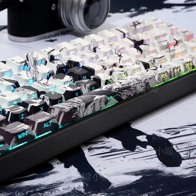 Juego de teclas con tema de guerrero atardecer, sublimación de cinco lados PBT, teclas personalizadas con perfil de cereza para accesorios de teclados mecánicos - imagen 4