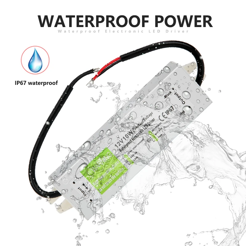 Transformador de iluminación 90-250V CA a CC 12V 10W 0.83A adaptador de controlador LED aluminio IP67 fuente de alimentación conmutada impermeable al aire libre - imagen 3