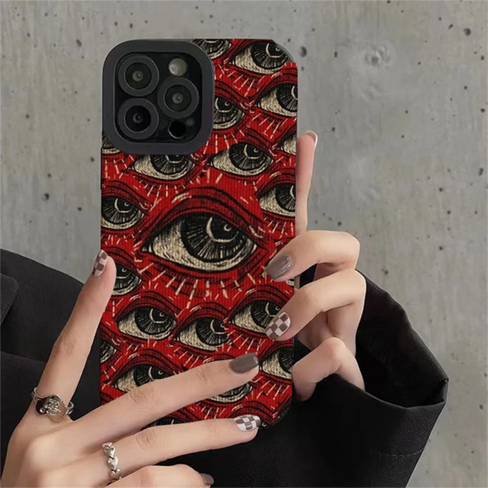Funda de silicona de ojo rojo espeluznante a la moda para iPhone 17 ProMax Air 13 14 15 16 Pro Max 11 12 Mini funda suave a prueba de golpes - imagen 2