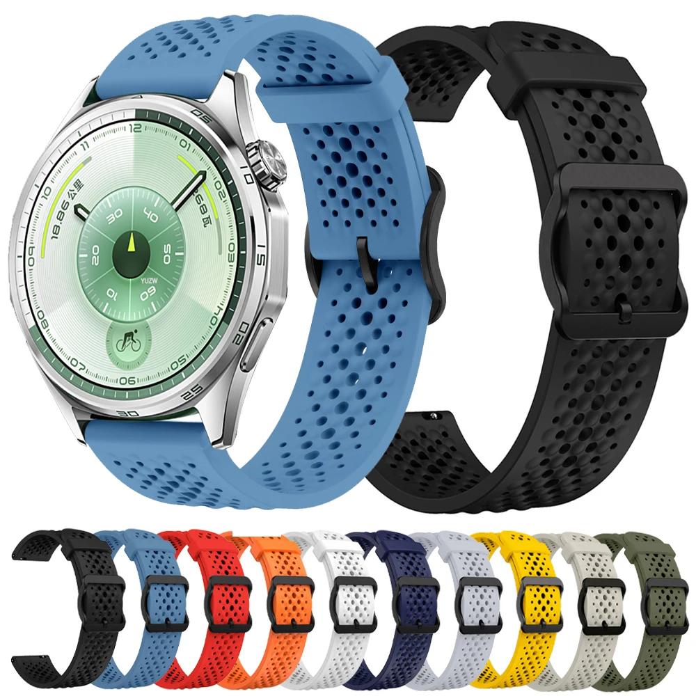 Correa transpirable de 22mm para HUAWEI WATCH GT 6 GT6 Pro GT5 GT4 46mm reloj 5/4/3/GT 3 2 Pro correas de reloj pulseras suaves de silicona - imagen 2