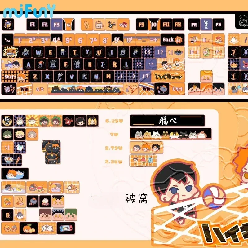 Fly High con estos teclas Haikyuu personalizadas PBT MAO/MOA/OEM perfil Graffiti Keycap para teclas Anime Point Rainy75 Accesorios - imagen 5