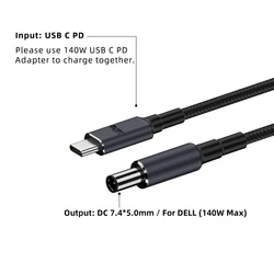USB-C PD a DC 7,4×5,0 para Dell Inspiron 15 – Carga Rápida
