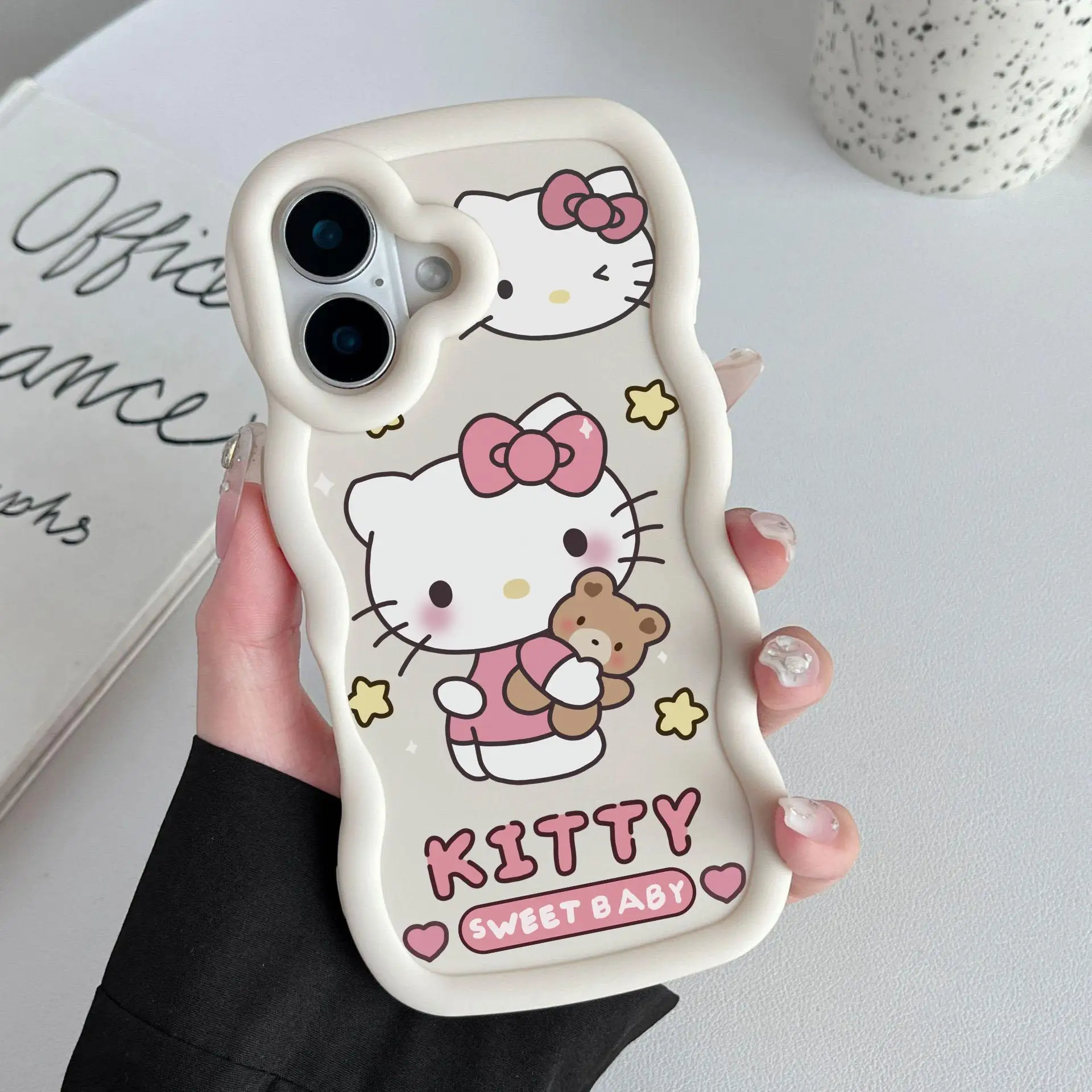 Sanrio Hello Kitty Bow Love Funda para Xiaomi 14T Pro 14T Poco X6 X5 X3 Pro Funda de silicona ondulada - imagen 4
