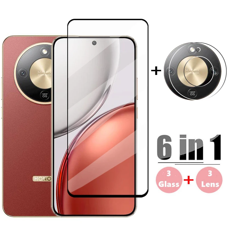 Vidrio 6 en 1 para Honor Magic 8 Lite, cubierta completa de vidrio templado, Protector de pantalla para Honor Magic 8 Lite, película de lente de teléfono Magic 8 Lite