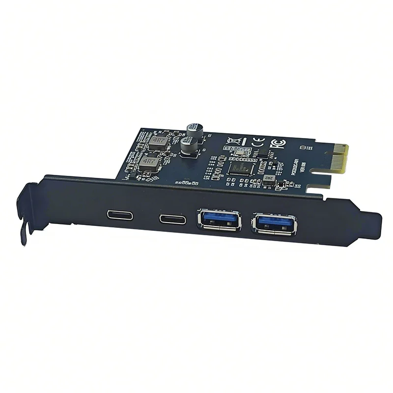 Tarjeta PCI Express de 2 puertos USB-A + 2 puertos USB-C USB3.2 Gen1, tarjeta de expansión PCIE de 5Gbps, adaptador adicional en tarjetas para sistema operativo Windows/Linux - imagen 2
