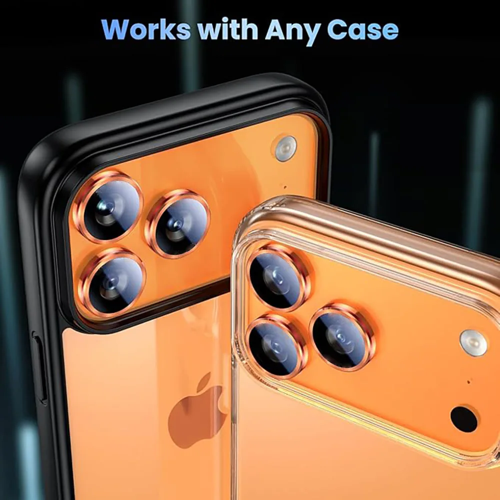 1-3Pcs Orange For 17 Pro Max Camera Lens Protector Glass Metal Ring Easy Installation Cover For Iphone 16 17 Air Accessories - imagen 5
