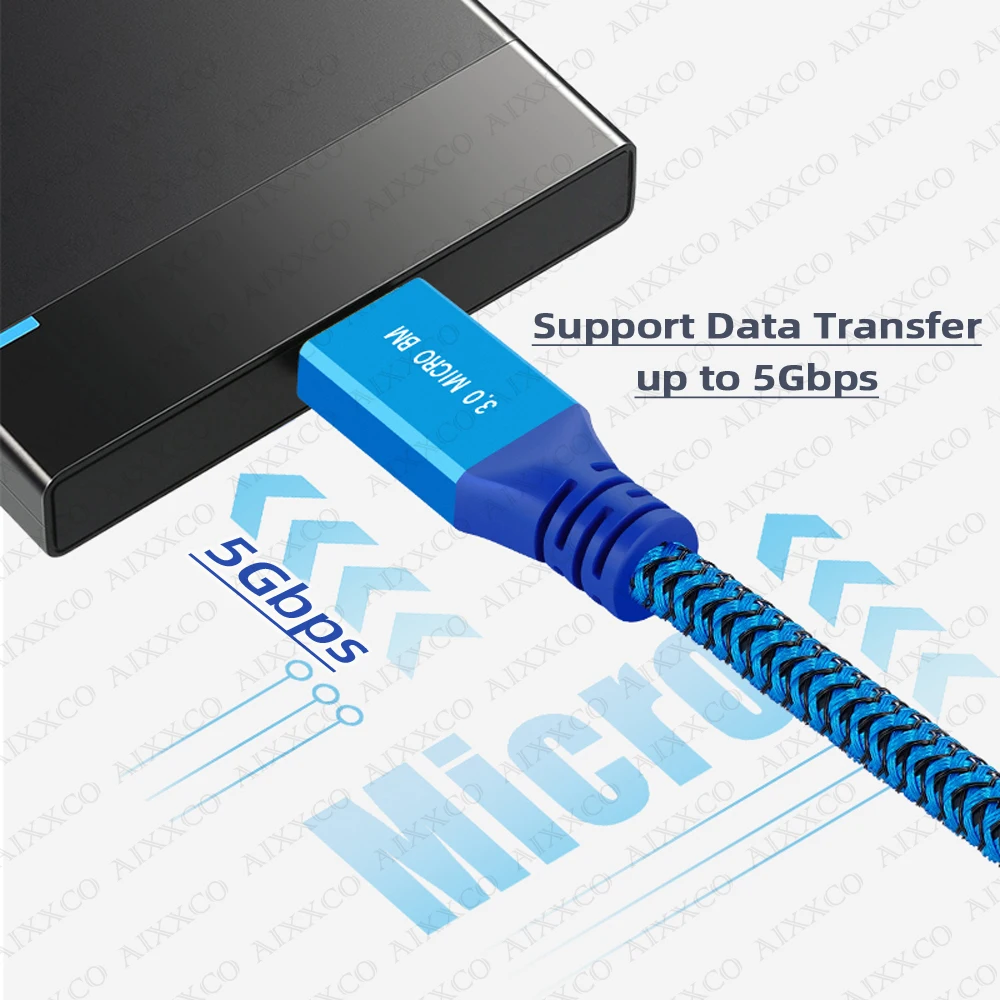 AIXXCO Cable Micro USB 3.0 USB 3.0 tipo A macho a Cable Micro B Compatible con disco duro de cámara Samsung Galaxy S5 Note 3 - imagen 4