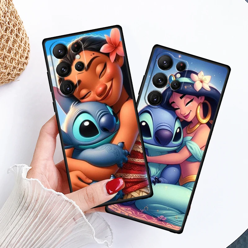 Disney Princess Stitch Art para Samsung Galaxy S24, S23, S22, S21, S20 FE, S10, S10E Plus, Ultra Pro Lite, 5G, funda negra para teléfono - imagen 2