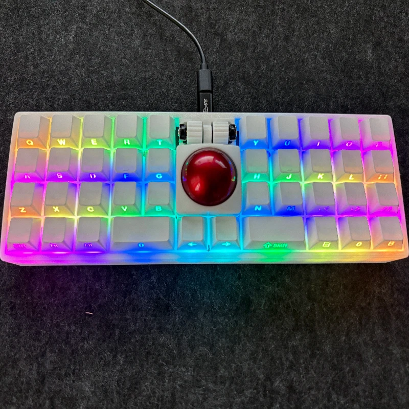 Gran oferta WK 40 BALL Mini Trackball teclado personalizado con cable RGB soporte de intercambio en caliente vía Trackball ratón teclas izquierda y derecha regalo DIY - imagen 4