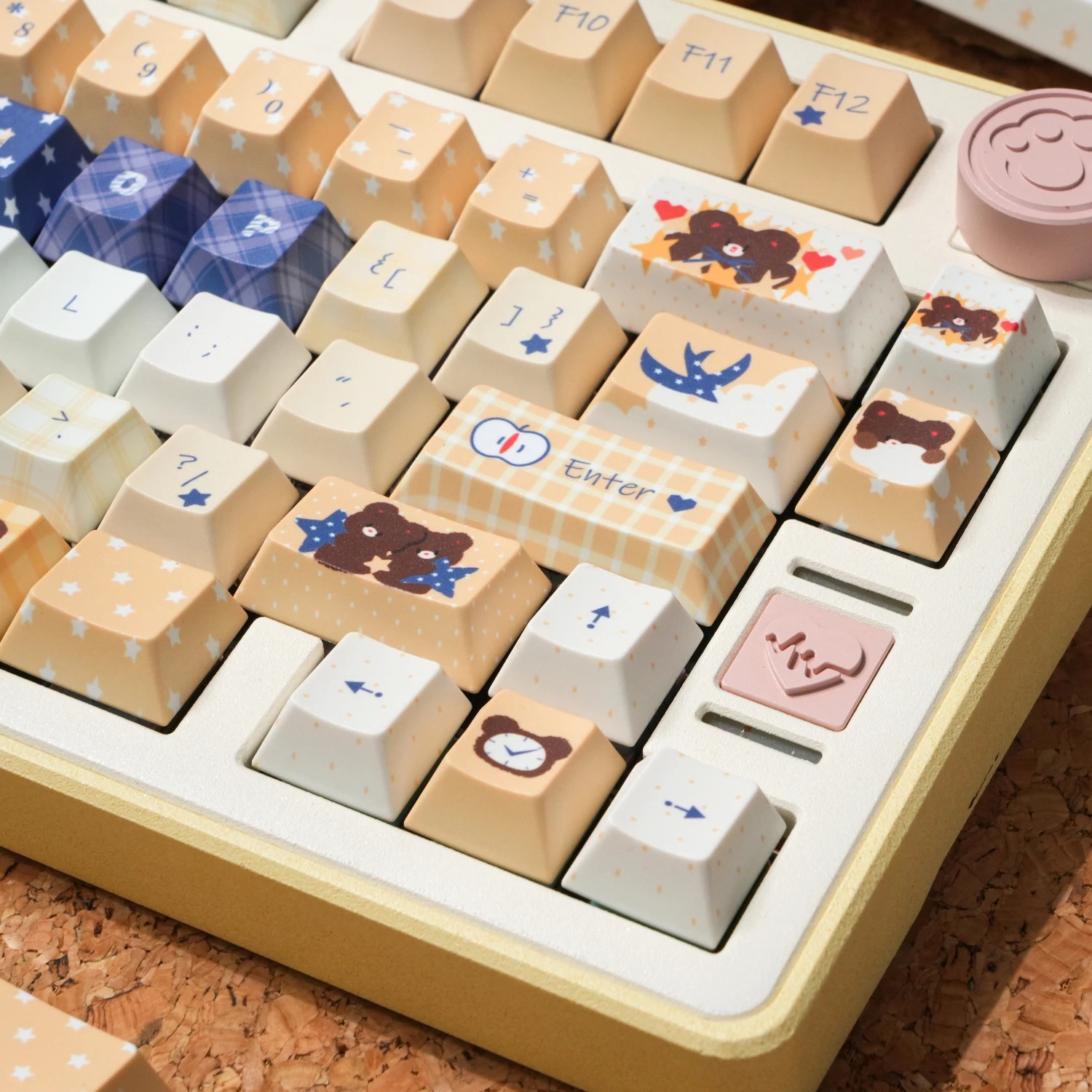 Juego de teclas Star Bear Cute Cherry Profile139 teclas PBT sublimación térmica amarillo azul teclas personalizadas para teclado mecánico - imagen 4