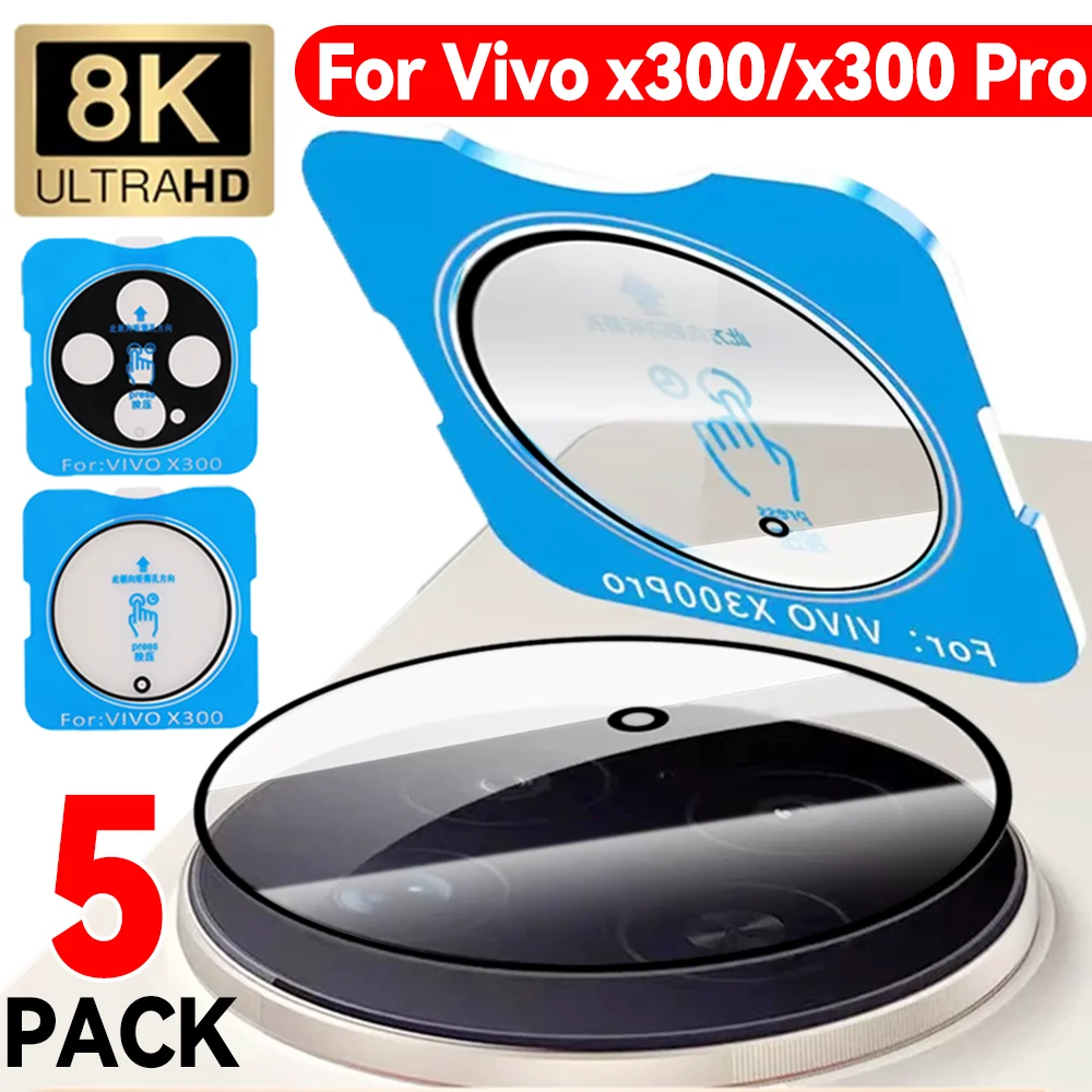5-1 Uds. Vidrio templado fácil de instalar para Vivox300/Vivo X300 Pro protectores de lentes dureza 9H películas protectoras para cámara de teléfono