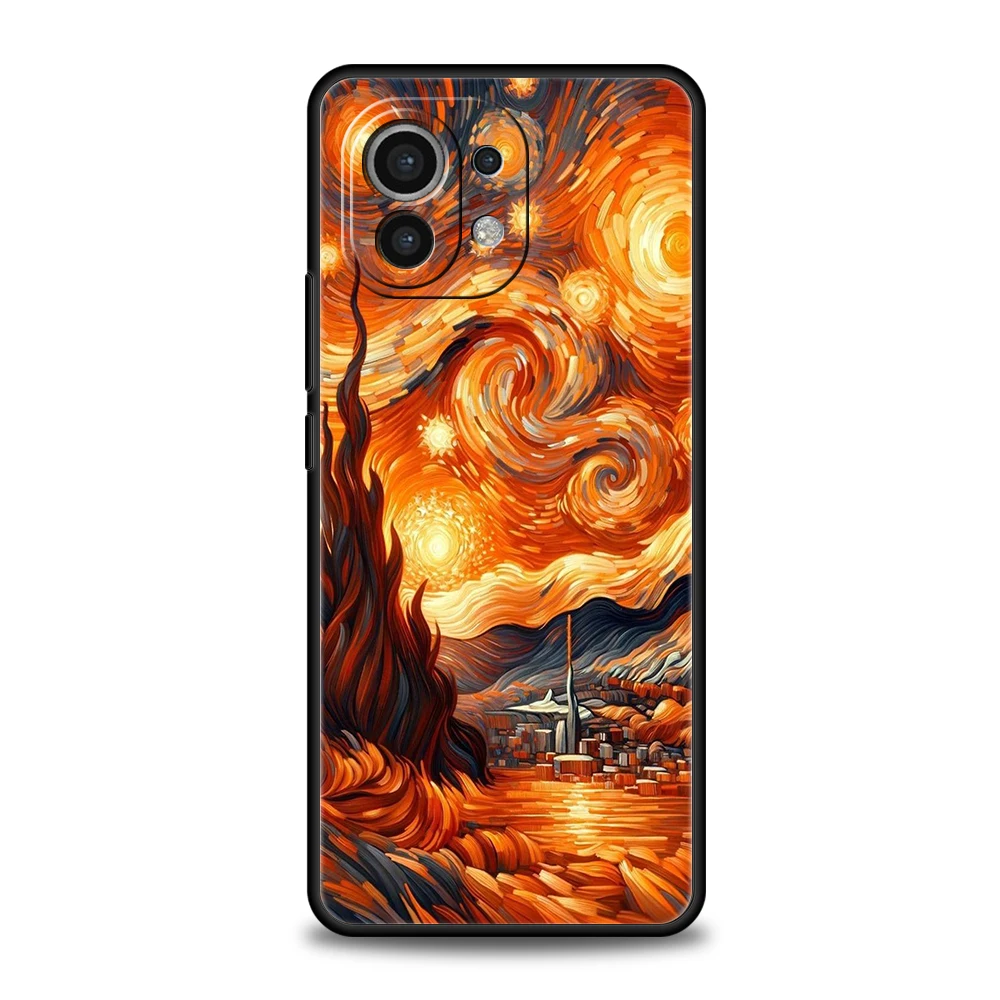 Funda de teléfono Cat Van Gogh cielo estrellado para Xiaomi 15 14 13 12 Lite 14T 13T 12T Pro Poco X7 X6 X5 X4 X3 NFC F7 Ultra F6 Pro - imagen 5