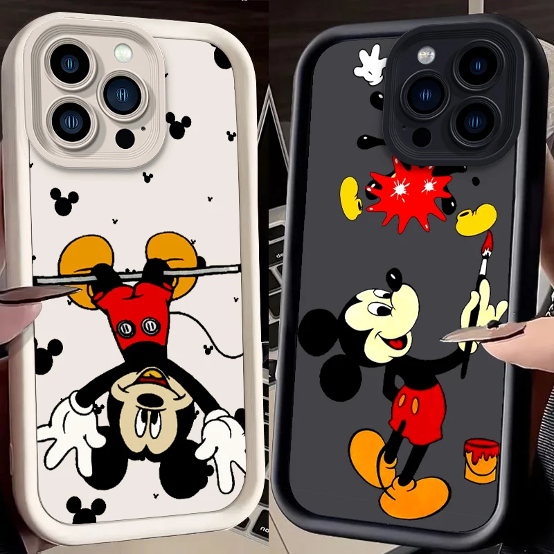 Disney Comic Mickey Cute Eye Ladder para Apple iPhone 15 14 13 12 11 XS XR X Pro Max Plus, funda trasera para teléfono