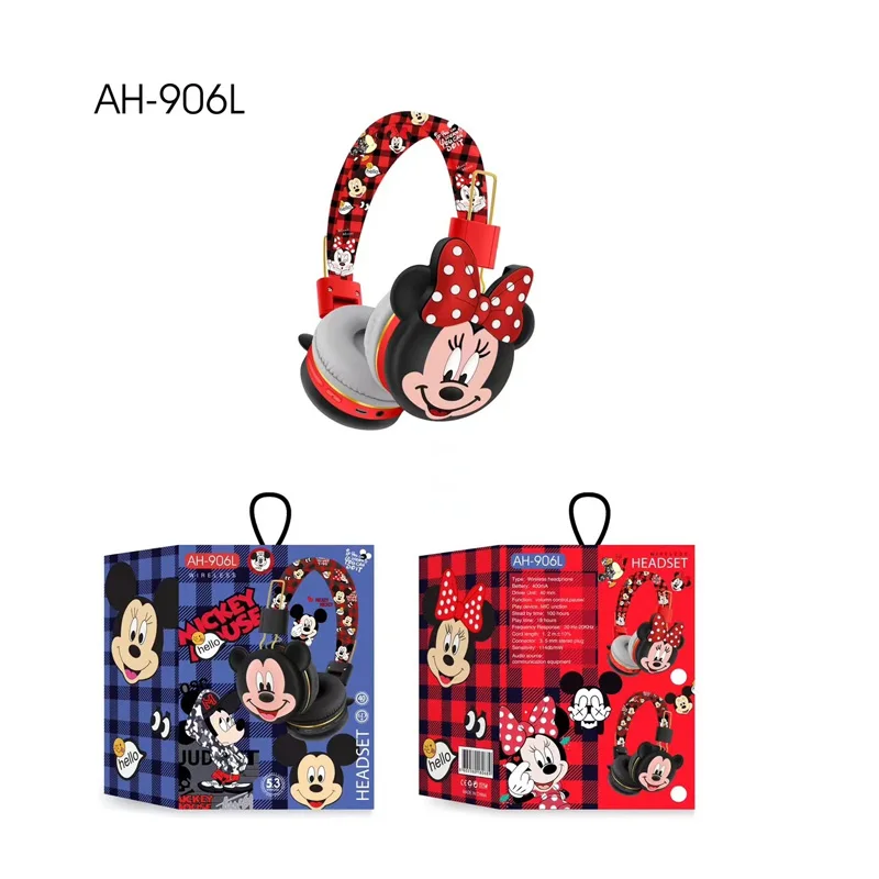 Disney-auriculares inalámbricos con Bluetooth y micrófono para niños, audífonos plegables con sonido HIFI, Mickey y Minnie, regalos de dibujos animados de Anime, novedad - imagen 2